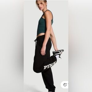 PINK Victoria's Secret Black Ivy Fleece Sweatpants